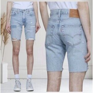 Levi's Premium 412 Slim Big E Men's Distressed Raw Hem Shorts Size 36